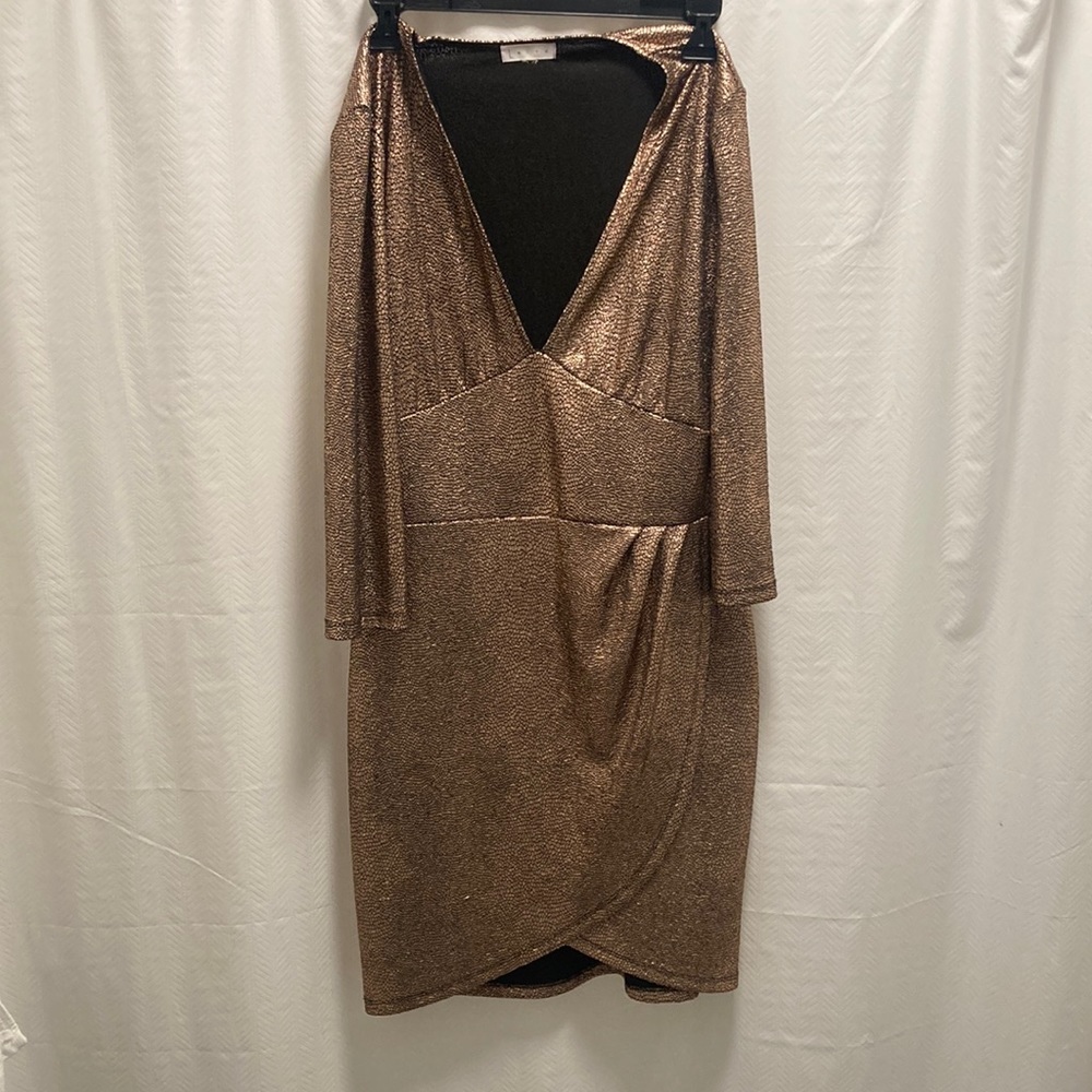 Knee length holiday wrap dress , stretchy